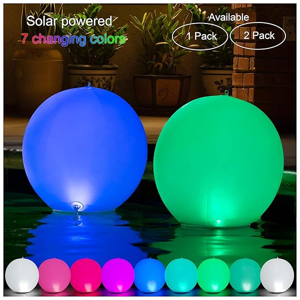 Hapikay 2019 Solar Floating Pool Lights 7 Fun Vibrant Changing