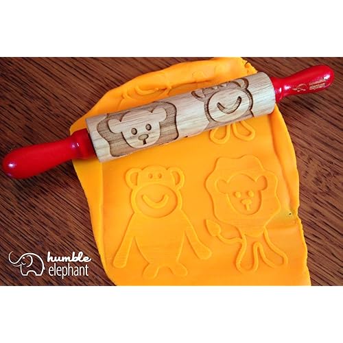 Lion and Monkey Kids Wooden Laser Cut Mini Rolling Pin