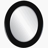Oval Frame with Beveled Mirror, Matte Black Cafe, 20x24