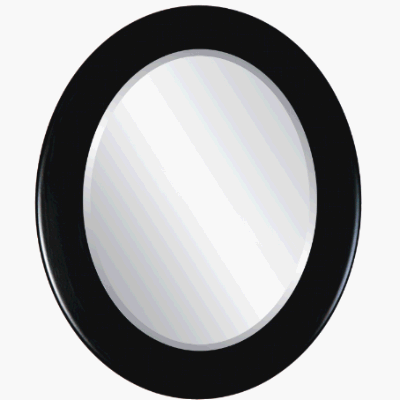 Oval Frame with Beveled Mirror, Matte Black Cafe, 16x20