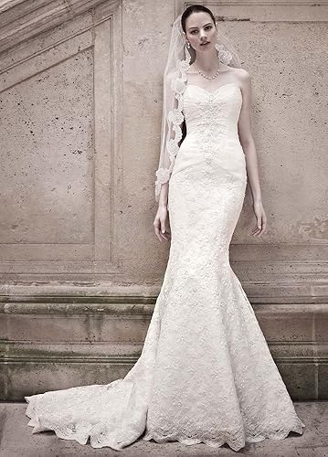 Wedding Dress: Sweetheart Beaded Lace Trumpet Gown Style CRL277