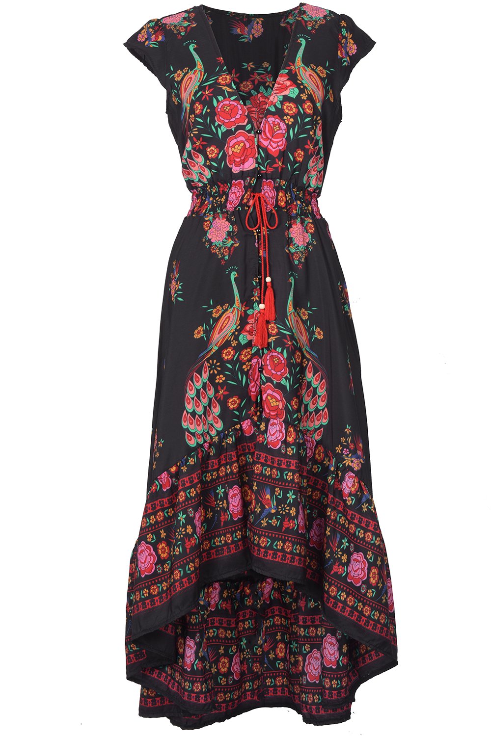 Cupshe Fashion Women’s Vintage Printing Plunging High Low Maxi Dress