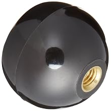 DimcoGray Black Phenolic Ball Recessed Top Knob Female, Threaded Brass Insert: 3/8-16" Thread x 1/2" Depth, 1-7/8" Diameter x 1-27/64" Height x 3/4 Hub Dia