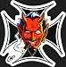 Smiling Devil Face Smoking a Cigar with Iron Cross by Coop - Sticker / Decal