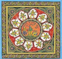 Religious Paintings Patachitra Art of India Organic Color on Paper 8 x 8 inches (pata264)