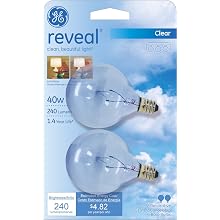 GE Lighting 48704 40-Watt Reveal Candelabra Globe G16.5 2-Pack
