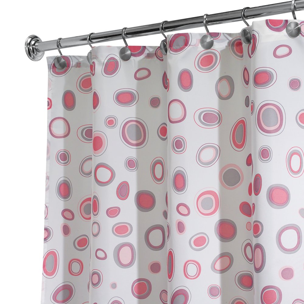 InterDesign Geometric Shower Curtain, 72Inch by 72Inch, Pink/Gray