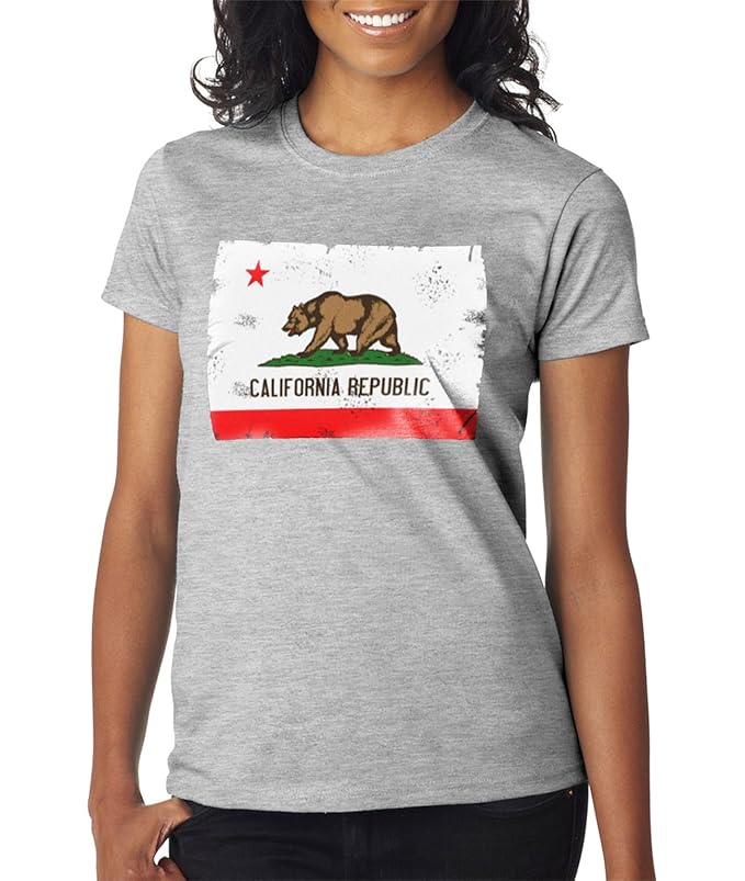 California Republic State Flag Graphic Design Grey T-shirt for ... California Republic State Flag Graphic Design Grey T-shirt for ...