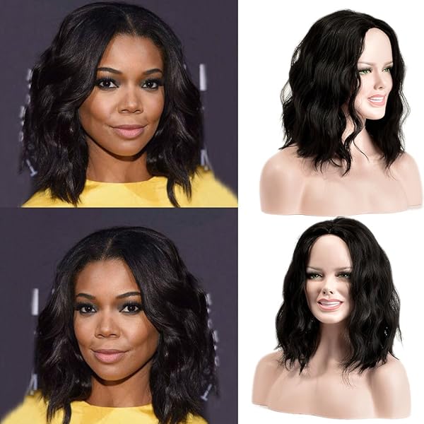 New Year Gifts 2019 Black Synthetic Wig For Women Shoulder Length