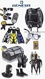 Genesis Cold Water Dive Gear Ensemble Mask,Wetsuit,Bag Plus
