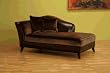 Dark Brown Velvet and Leather Chaise