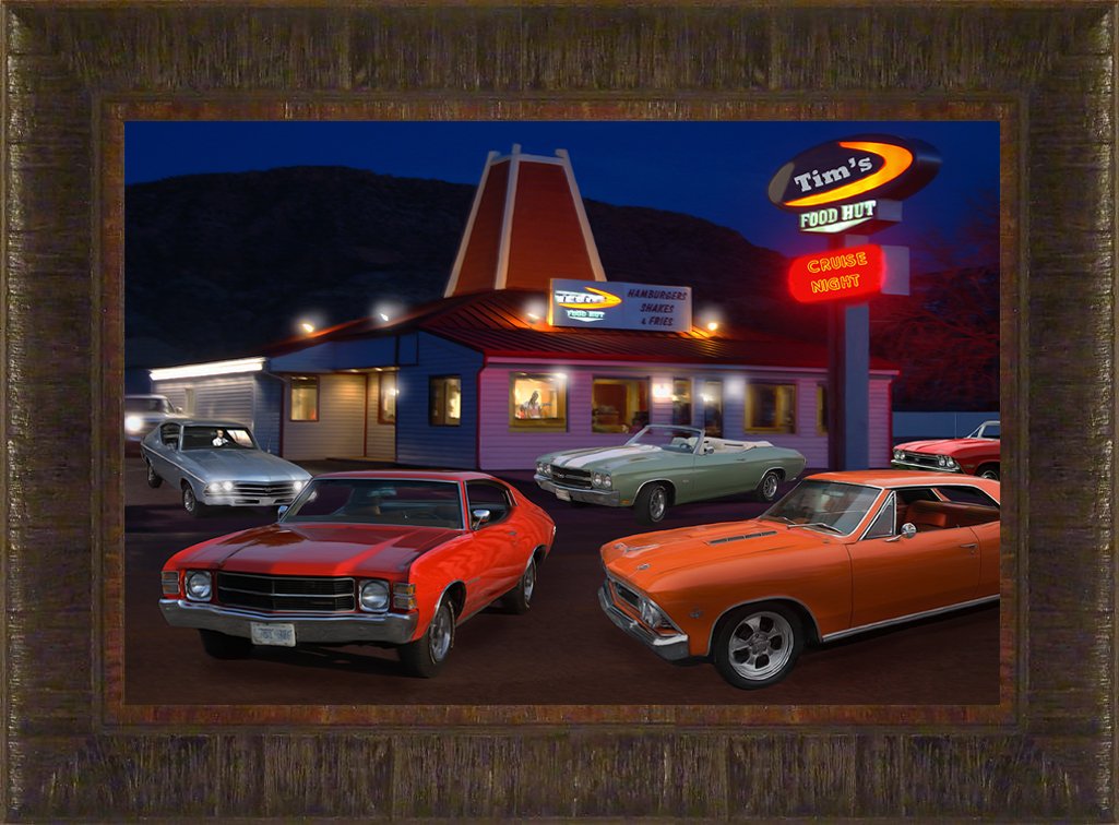 Amazon.com: Night Cruise By Todd Thunstedt 17.5x23.5 Chevrolet ...