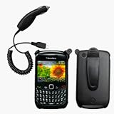 Holster Case w/ Ratcheting Belt Clip & Car Charger for RIM BlackBerry Curve ....