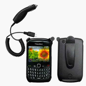 Holster Case w/ Ratcheting Belt Clip & Car Charger for RIM BlackBerry Curve 8520 / 8530