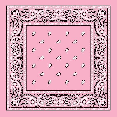 Light Pink Paisley Bandanas - Dozen Packed - Single Sided 22x22