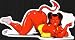 Sexy Pigtailed School Girl Devil with Tail in Air by Coop - Sticker / Decal with Clear Background