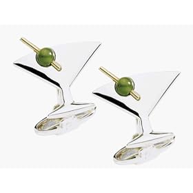 Dolan Bullock Martini Collection Sterling Silver, 14kt Gold & Jade Cuff Links by 