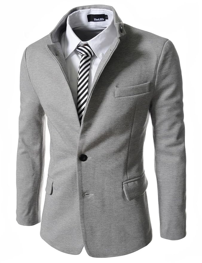 TheLees (DJK8) Mens Single Breasted Slim Fit Stretchy Jacket Gray ...