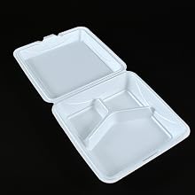 Enviroware GFHC9-3-200W 9-Inch Hinged Biodegradable  Wheat Color 3 Compartment Container 100-Pack (Case of 2)