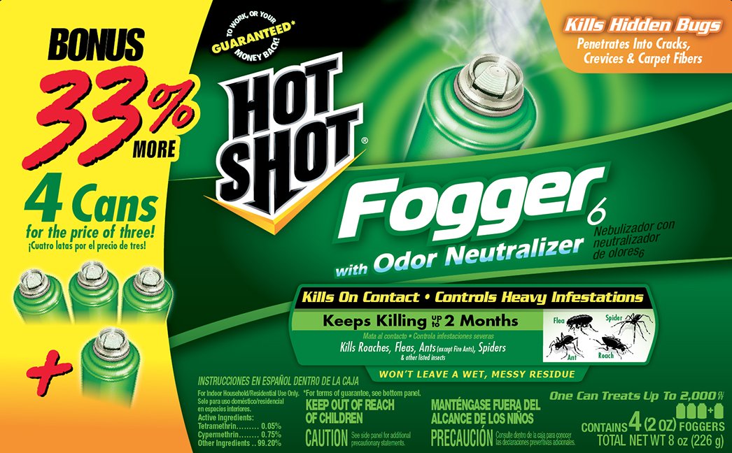 Hot Shot 96181 Indoor Pest Control Fogger, 4Count Bonus Size, New eBay