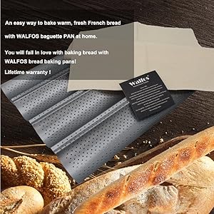 Walfos Baguette Pan Set Food Grade Nonstick Coating Perforated