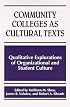 Community Colleges As Cultural Texts: Qualitative Explorations of Organizational and Student Culture (Suny Series, Frontiers in Education)