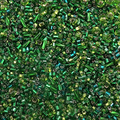 Bead ConceptsTM ½Lb Mix Czech Glass Seed Beads in Assorted Sizes - For All Your Jewelry Making Imaginations (Green Mix)