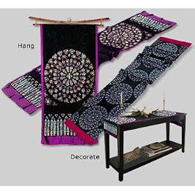 Notre-Dame of Paris - Southern Rose Window, Purple Border Silk Oblong by Sacred Silks