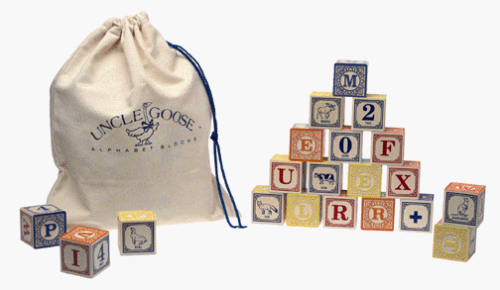 Uncle Goose Wooden ABC Blocks with Bag - Made in the USA