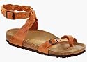 Birkenstock Zehensteg ''Yara'' aus Naturleder in antik braun grobflechtung mit normalem Fussbett