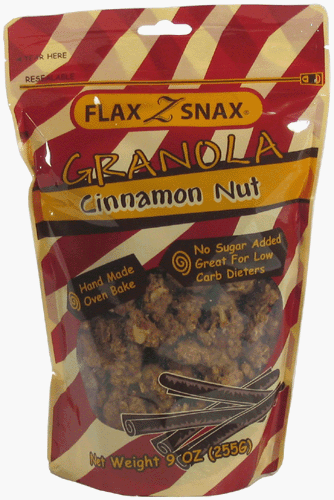 Flax Z Snax Low Carb Granola Cinnamon Nut 9 oz.