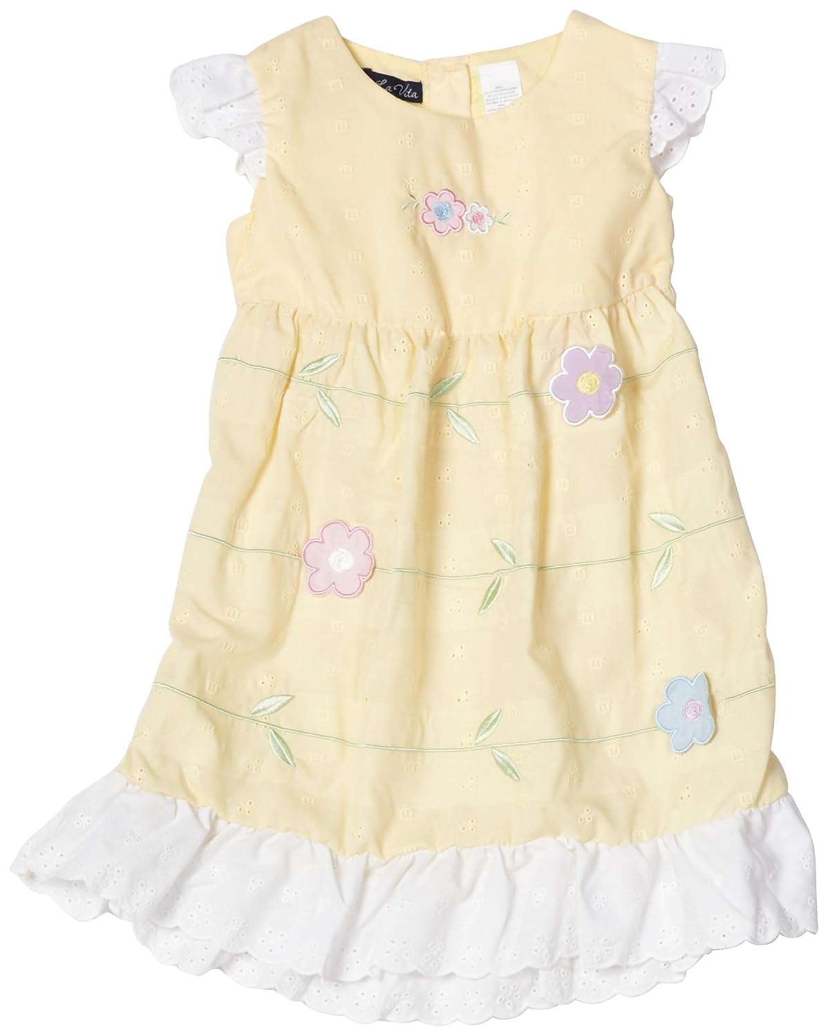 So La Vita Girls 2-6X Eyelet 3D Flower Dress, Yellow, 6
