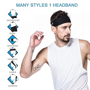 Poshei Mens Headband 3 Pack Mens Sweatband Sports Headband