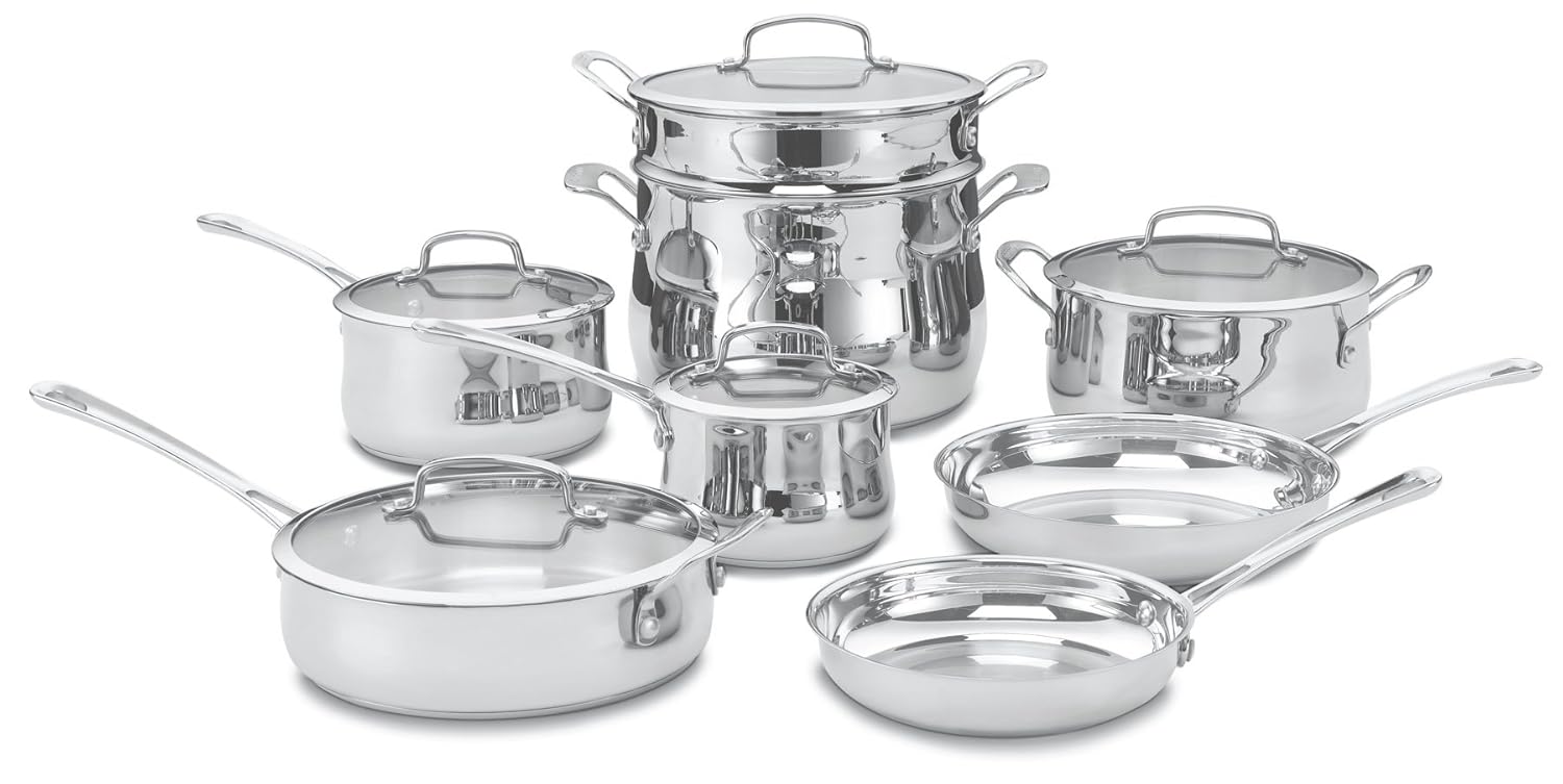 Cuisinart cookware 13 piece set up, nonstick gas & induction base