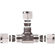 Parker A-Lok 2ET2-316 316 Stainless Steel Compression Tube Fitting, Tee, 1/8" Tube OD