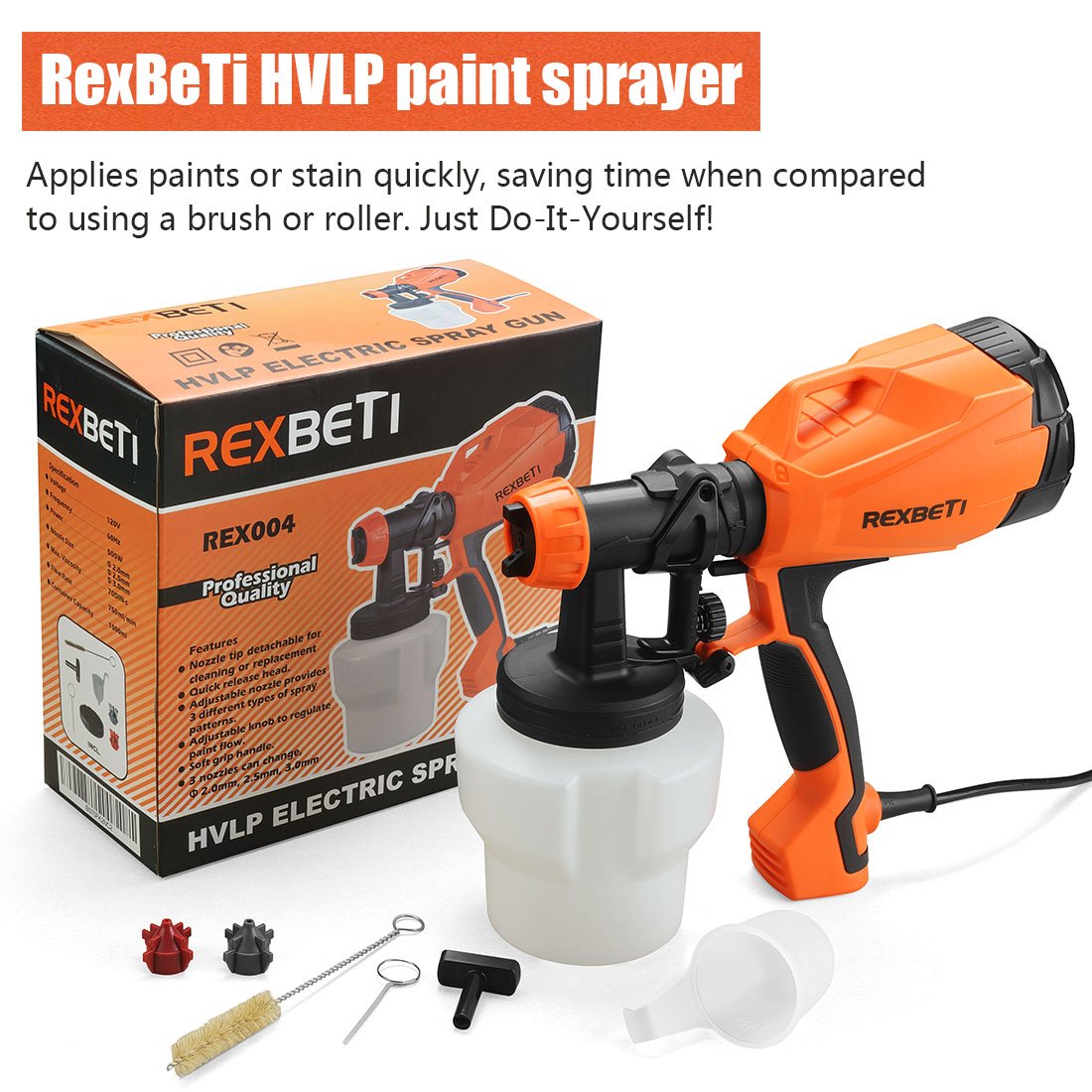 Paint Sprayer, HVLP Spray Gun Power Painter By RexBeTi, Home Paint