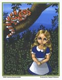 Alice In Wonderland - Alice Looking Sad with Cheshire Cat in Tree - Sticker / Decal