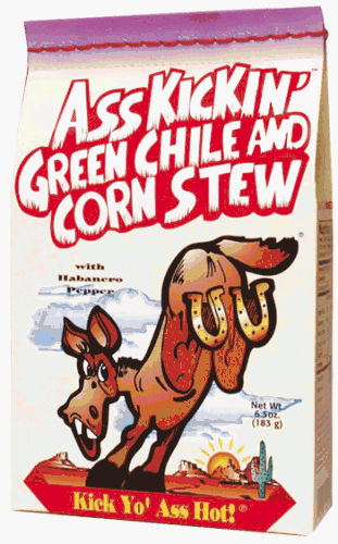 Ass Kickin' Green Chile & Corn Stew Mix - Just like the cook used to make during roundup season. Add your own dose of habanero. Heat and serve with warm tortillas or add chicken for a great casserole.