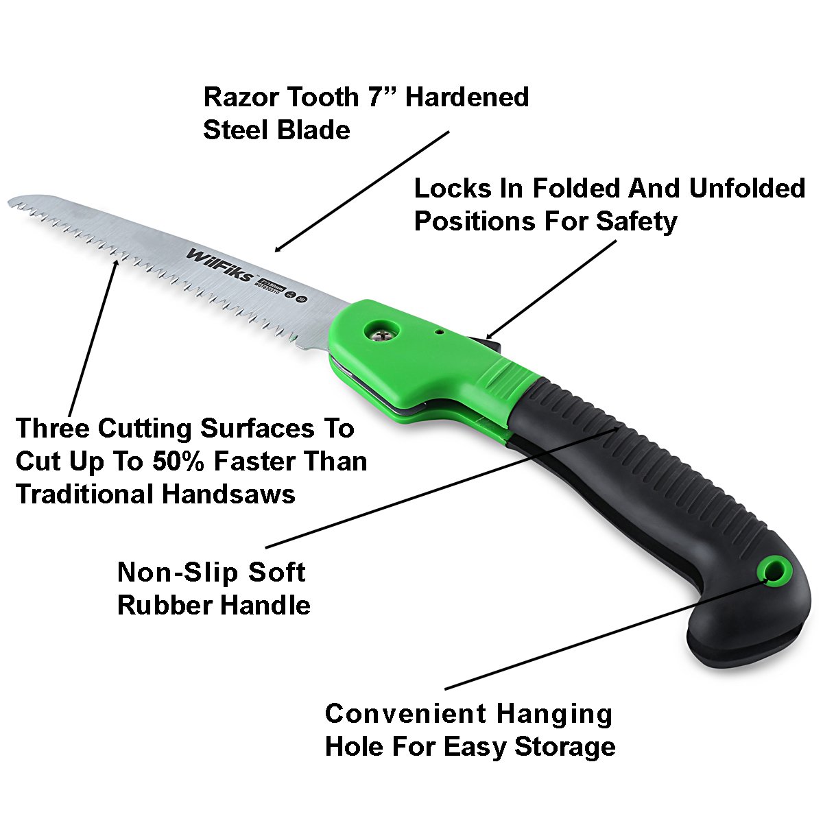 WilFiks Razor Sharp 7" Blade Folding Saw, Perfect for Gardening