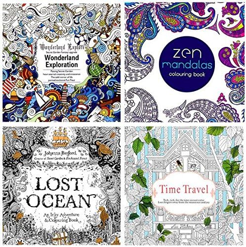 4 Designs/lot Lomefo 2016 Adult Coloring Books Secret Garden/Lost ocean/Time travel/Zen Mandalas 24 Pages Kids Adult Painting Colouring Books