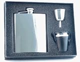 Buy Visol 8oz Mirror Finish Stainless Steel Flask, 4 shot cups w/ Leather pouch and Funnel Gift Set