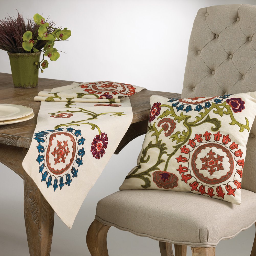 Decorative Throw Pillow Mai Na Elegant Floral Embroidered Throw Cotton