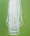 Double Border of Satin Ribbon & Pearls Veil - White