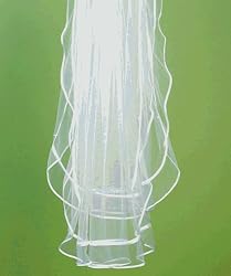 Weddingstar 8229 Double Border of Satin Ribbon & Pearls Veil- Ivory