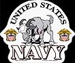 United States Navy with Goat in Sailor Hat with Tattoo - Sticker / Decal with Clear Background