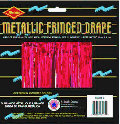 Beistle - 55038-R - 1-Ply FR Metallic Fringe Drape - Pack of 6