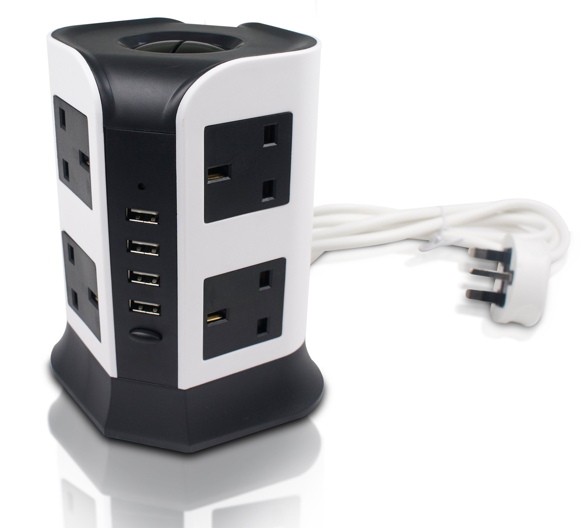 8 Way Extension Lead Surge Protected With 4 USB, Black eBay