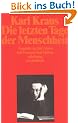 Schriften in den suhrkamp taschenb�chern. Erste Abteilung. Zw�lf B�nde: Band 10: Die letzten Tage der Menschheit. Trag�die in f�nf Akten mit Vorspiel und Epilog: ABT I / BD 10 (suhrkamp taschenbuch)