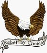 Large Rebel By Choice Eagle - 8 1/2" x 9" - Embroidered Iron On or Sew On Back Patch