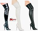 Ellie Shoes - 511-ALLY, 5" Heel Thigh High Stretch Boots in White, Black PU or Black Patent